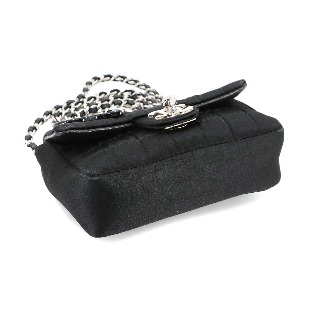 Chocolate bar Lipstick Mini Chain Shoulder Bag Satin Black