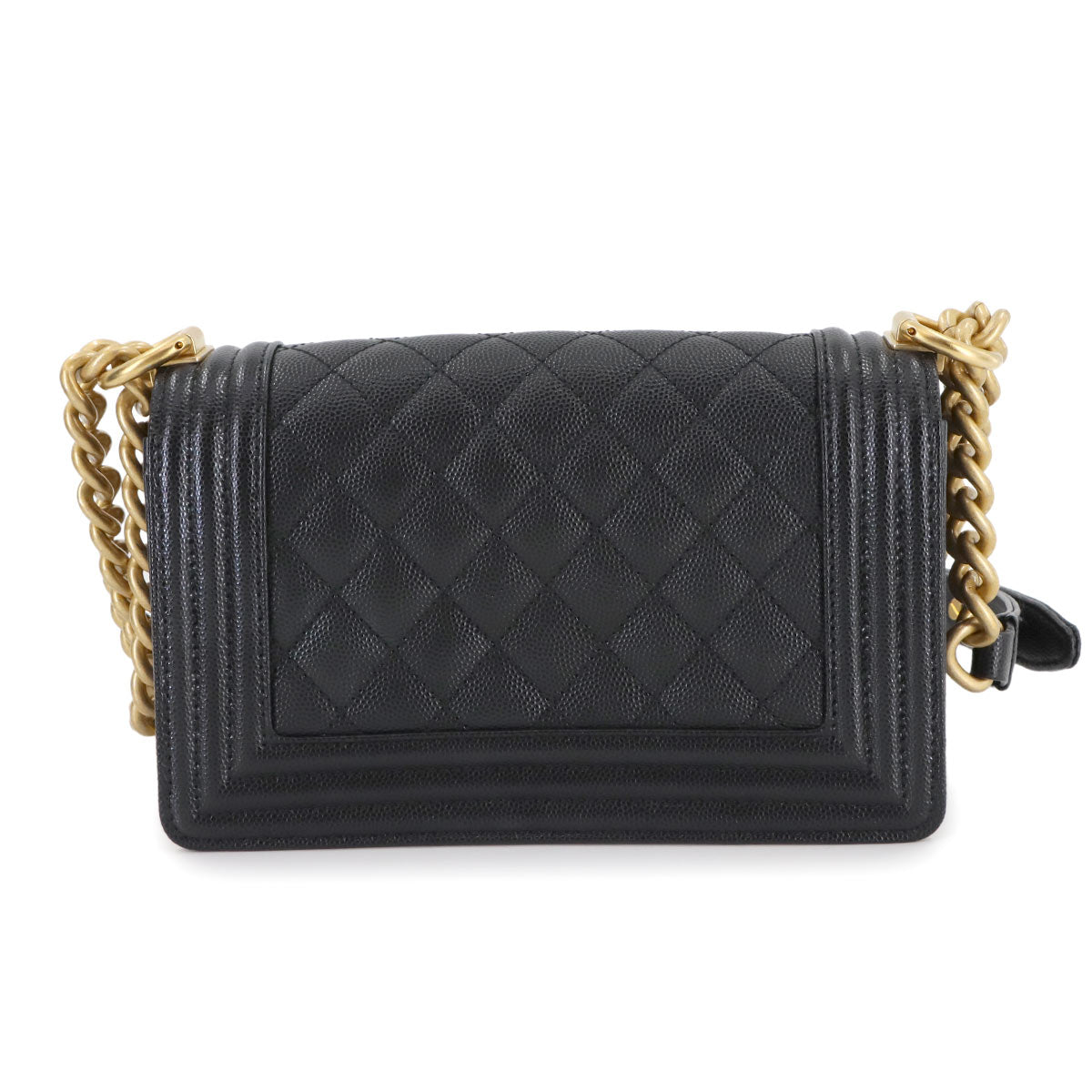 BOY CHANEL Small Chain Shoulder Bag Leather Black A67085