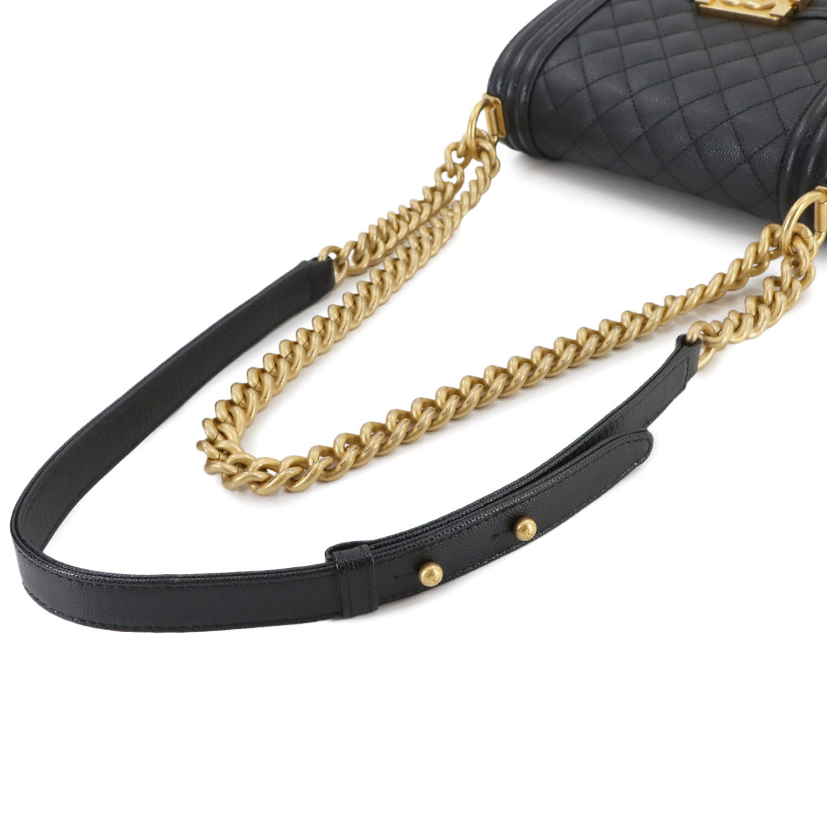 BOY CHANEL Small Chain Shoulder Bag Leather Black A67085