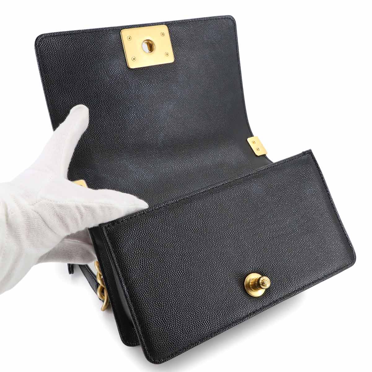 BOY CHANEL Small Chain Shoulder Bag Leather Black A67085