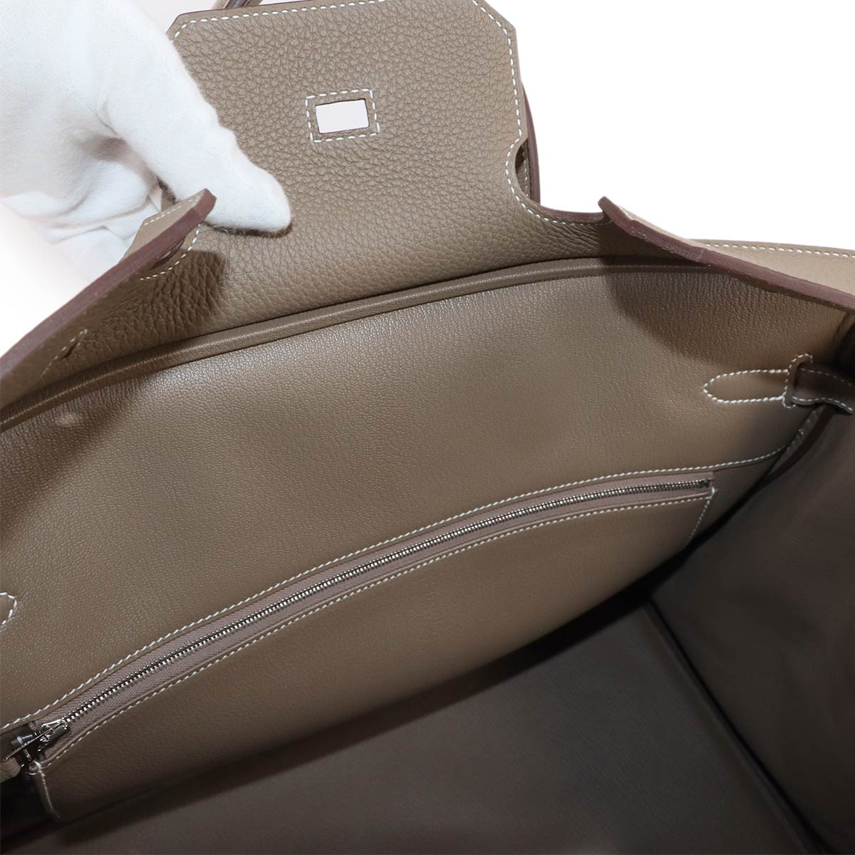 Birkin 40 Hand Bag Togo Leather Etoupe Purse Beige