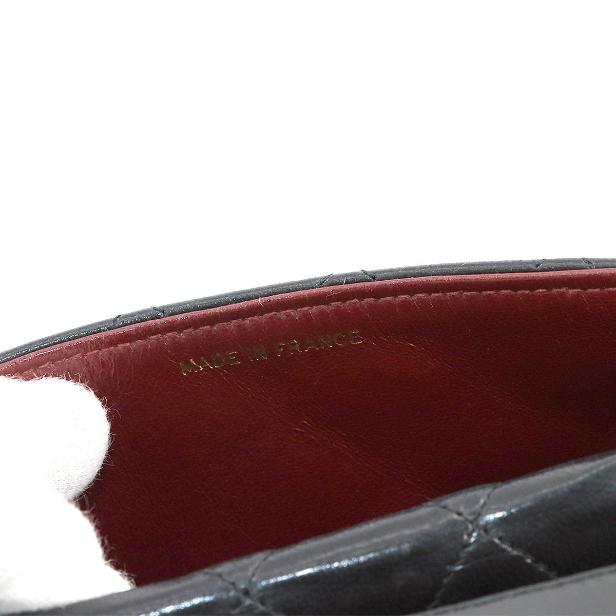 Matelasse Bijou Chain Shoulder Bag Leather Black Purse