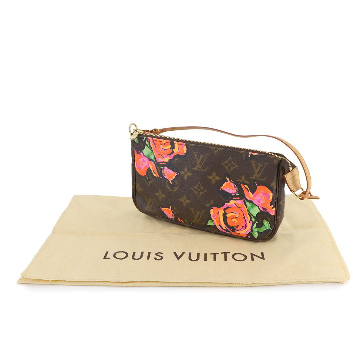 LOUIS VUITTON Monogram Rose Pochette Accessoires Hand Bag M48615