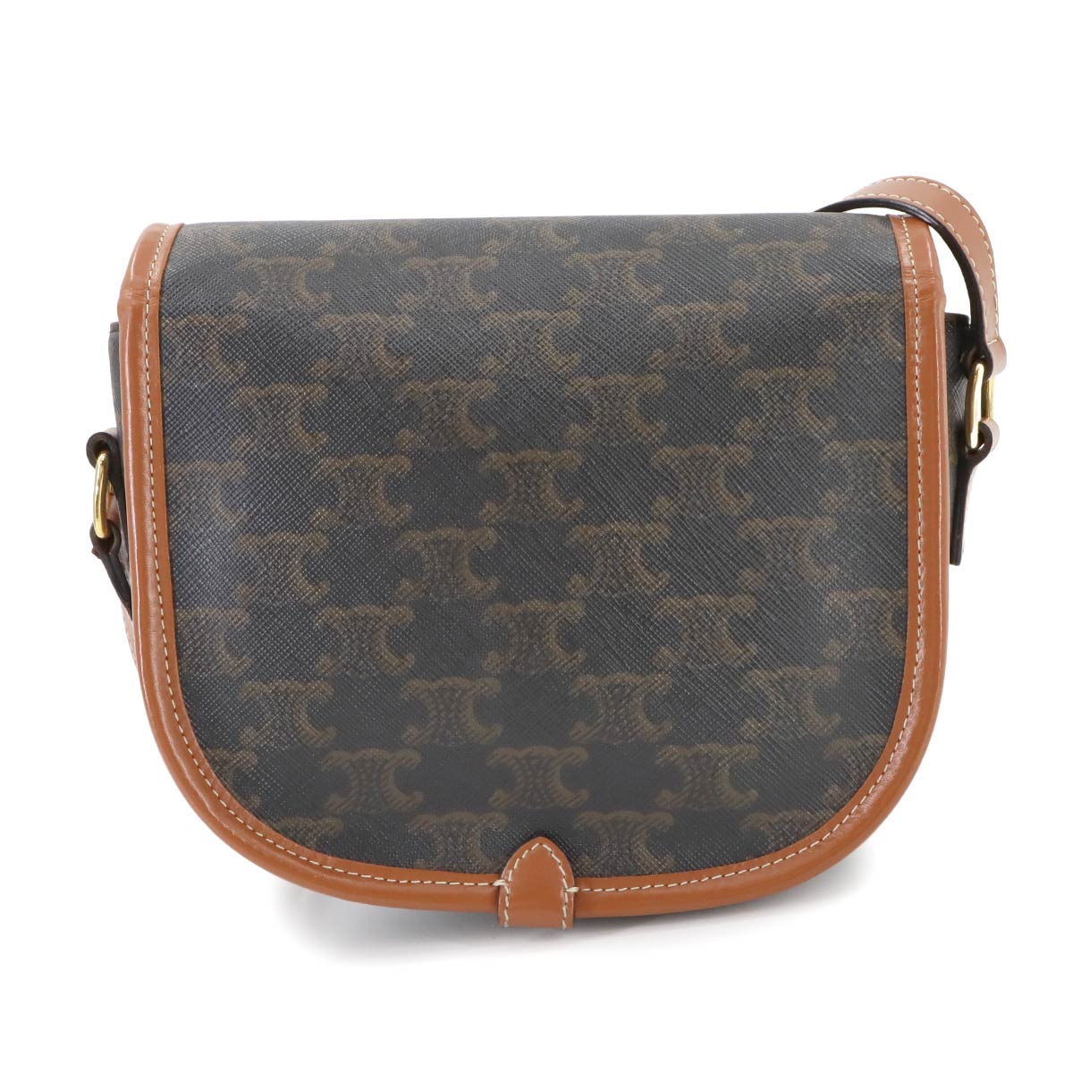 CELINE Triomphe Medium Folco Shoulder Bag PVC Leather Tan 191502BZJ