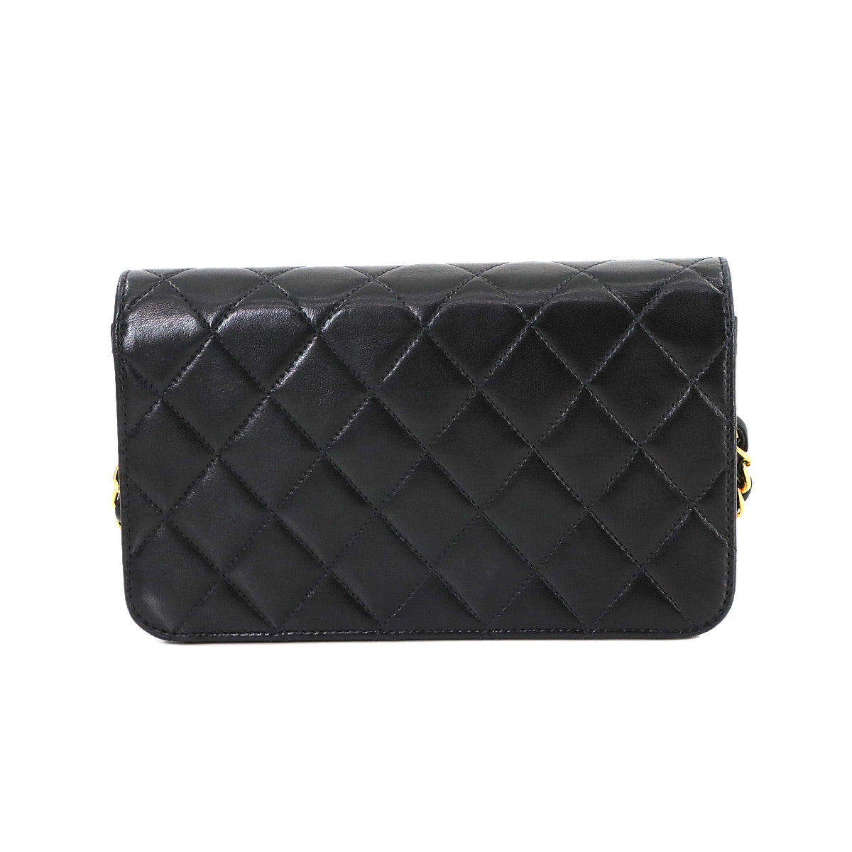 Matelasse Chain Shoulder Bag Leather Black Vintage Purse