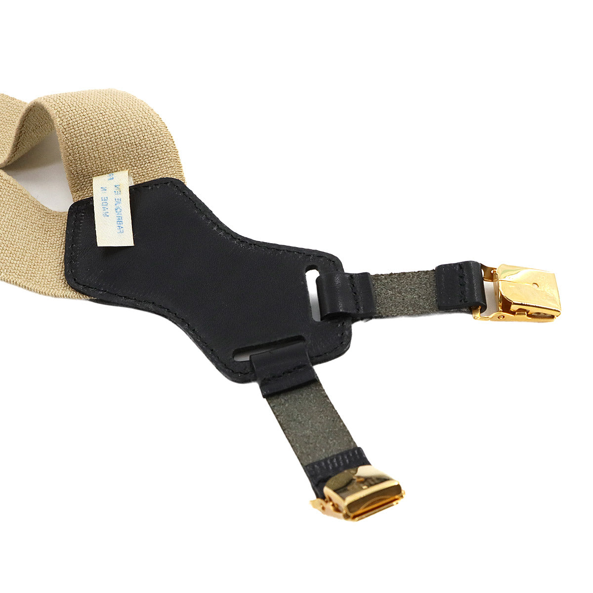 Suspender Canvas Leather Beige Black Logos Accessory Vintage
