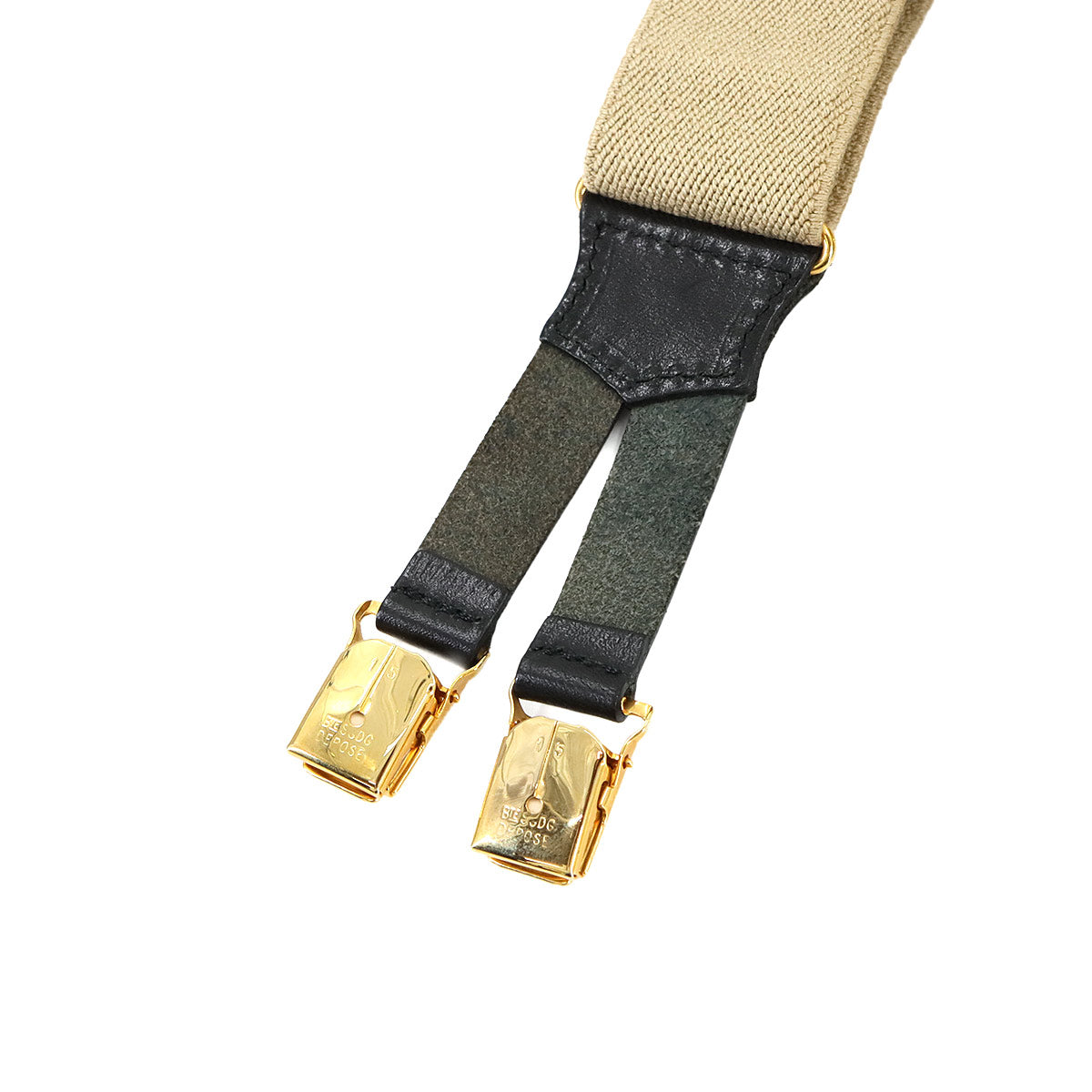 Suspender Canvas Leather Beige Black Logos Accessory Vintage