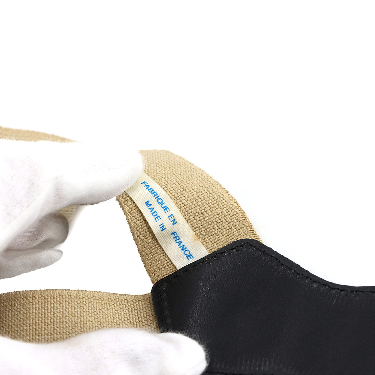 Suspender Canvas Leather Beige Black Logos Accessory Vintage