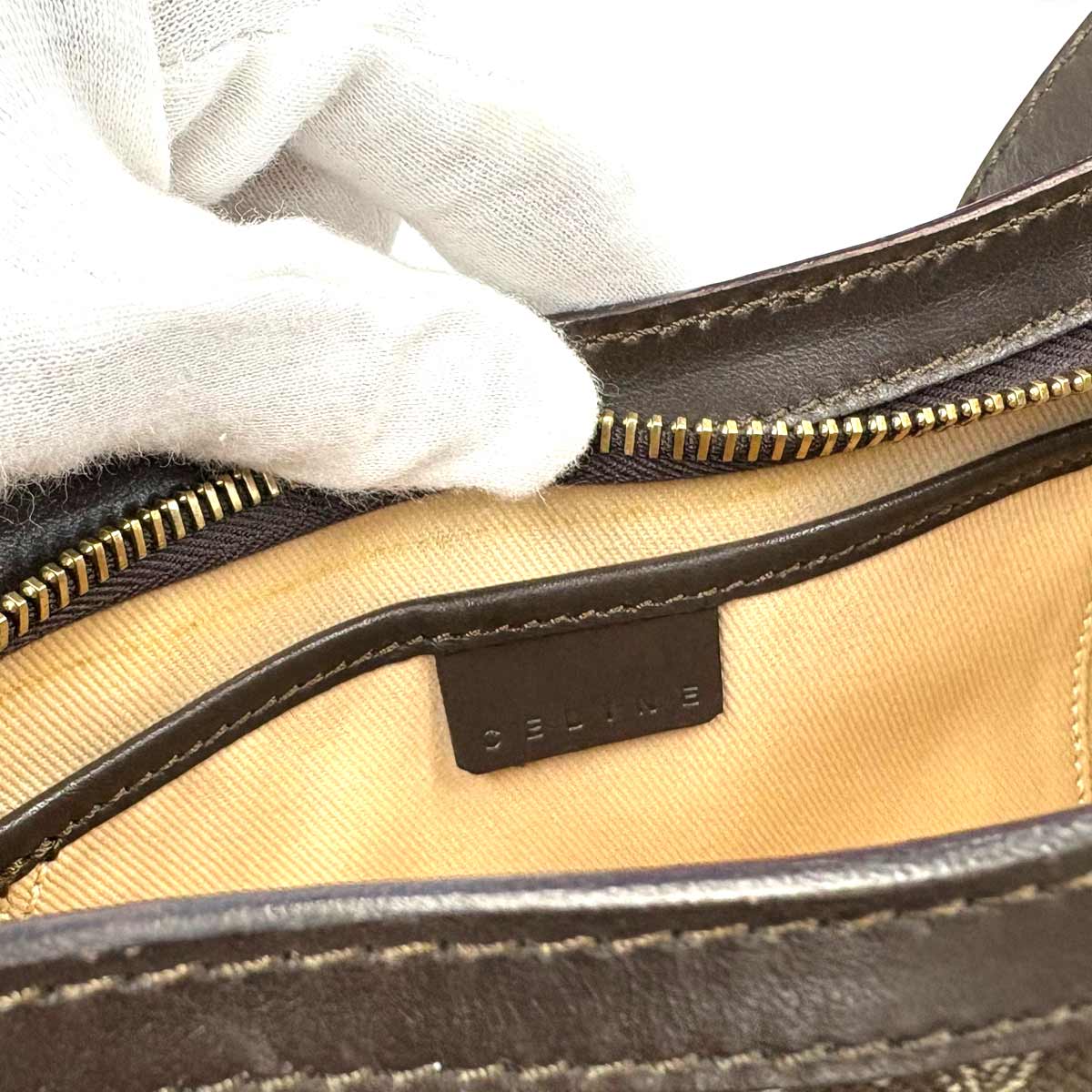 Macadam C Logos Hand Bag Canvas Leather Brown Purse