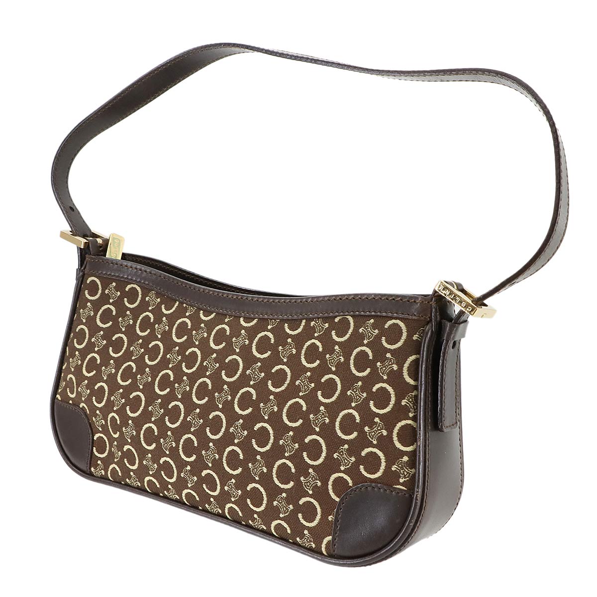 Macadam C Logos Hand Bag Canvas Leather Brown Purse