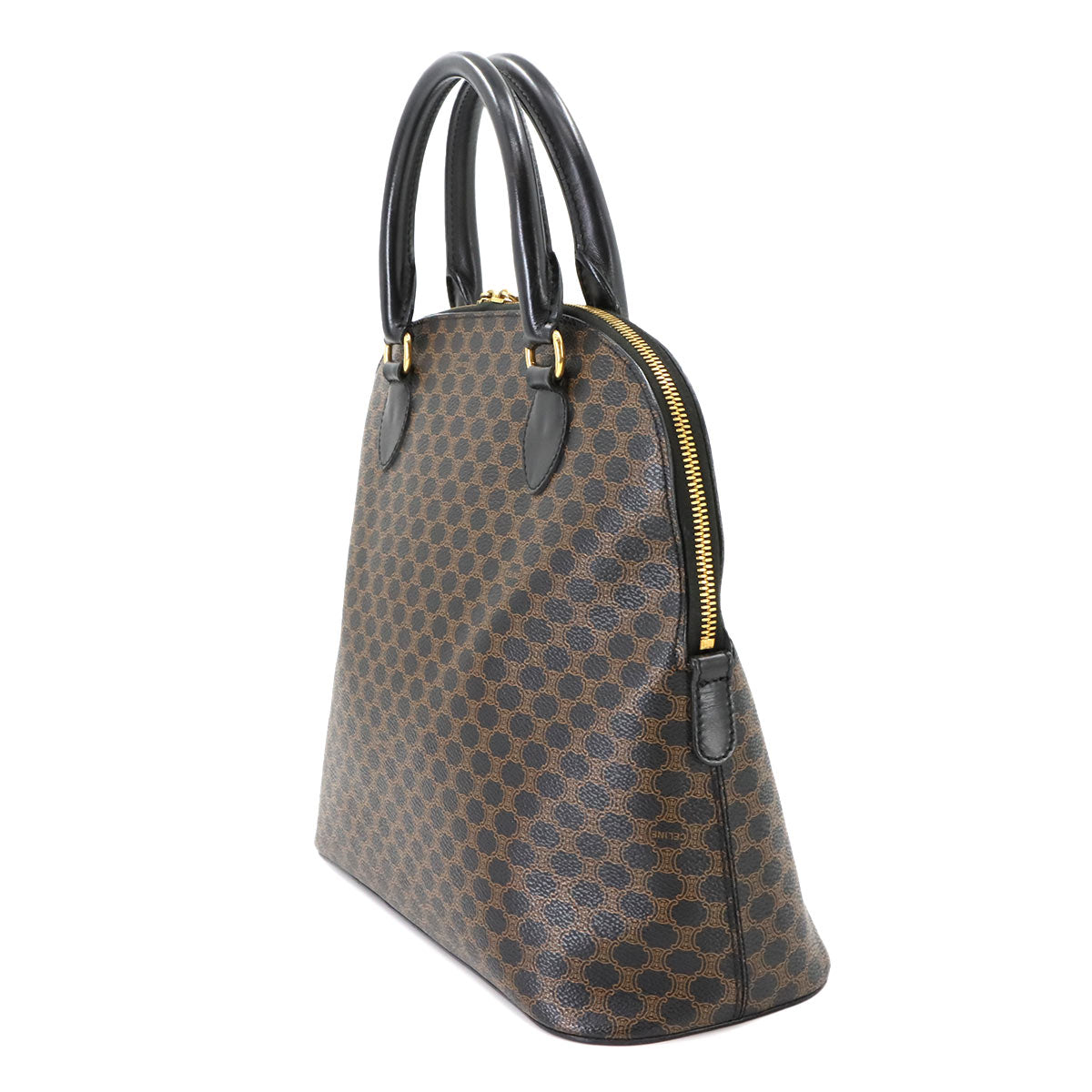 Macadam Hand Bag Leather PVC Black Brown Vintage Purse