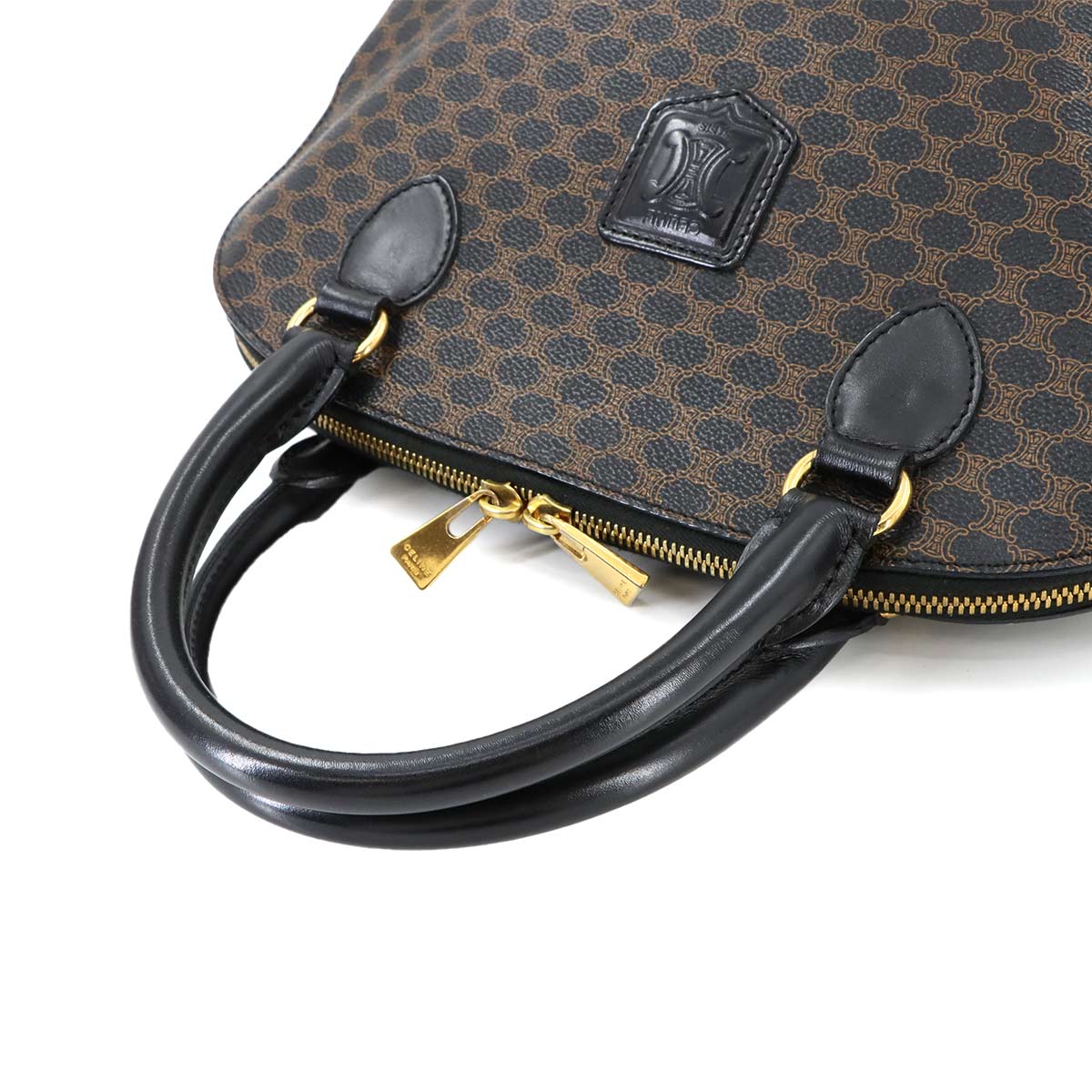 Macadam Hand Bag Leather PVC Black Brown Vintage Purse