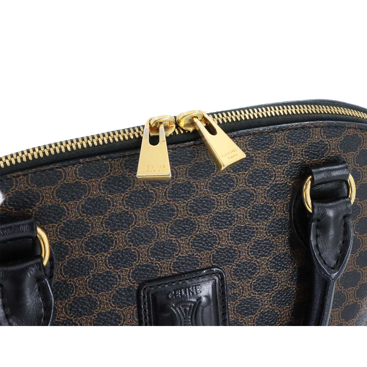 Macadam Hand Bag Leather PVC Black Brown Vintage Purse