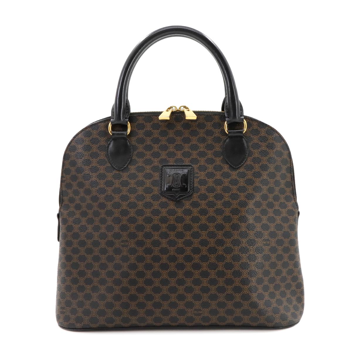 Macadam Hand Bag Leather PVC Black Brown Vintage Purse