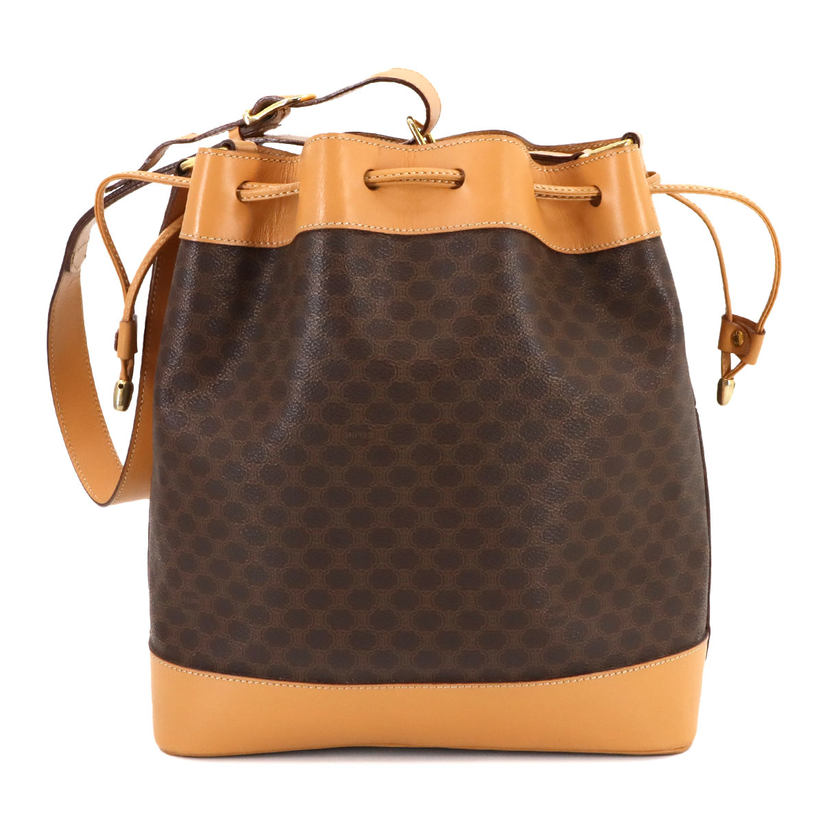 Macadam Shoulder Bag Leather PVC Brown Vintage Purse