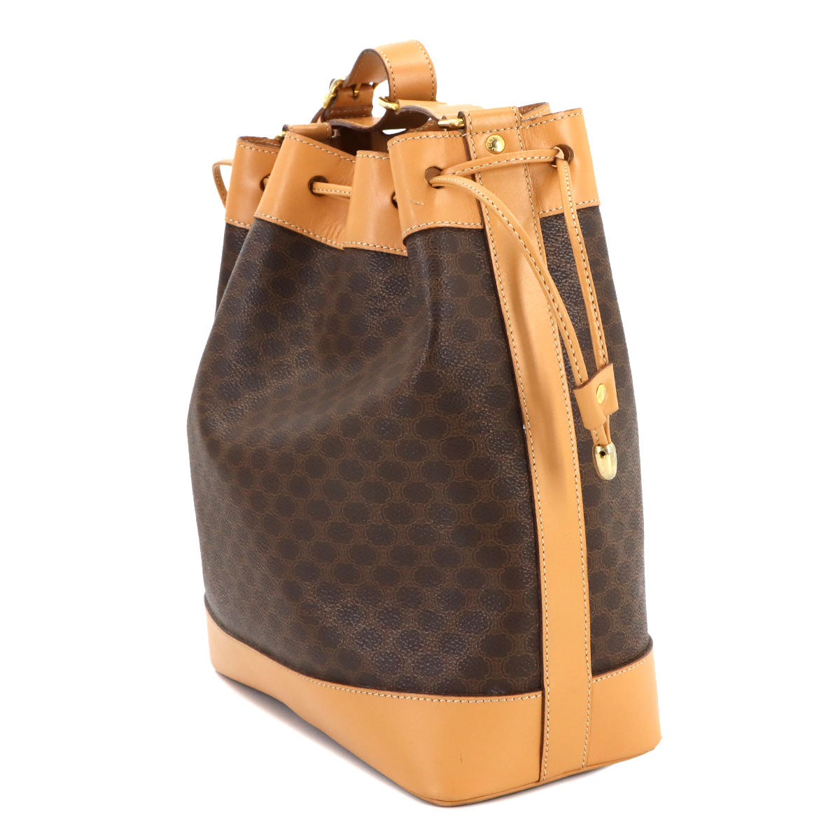 Macadam Shoulder Bag Leather PVC Brown Vintage Purse