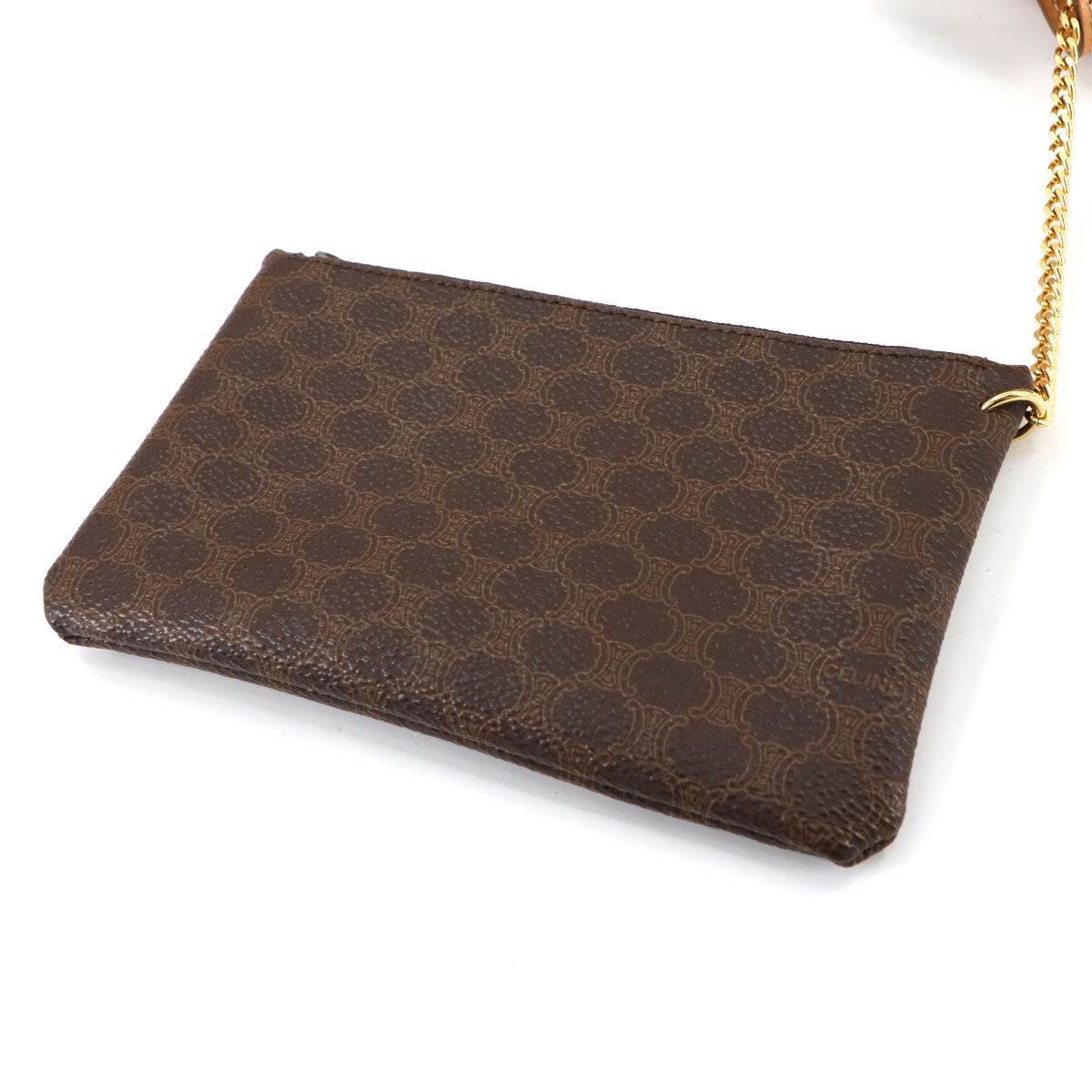 Macadam Shoulder Bag Leather PVC Brown Vintage Purse