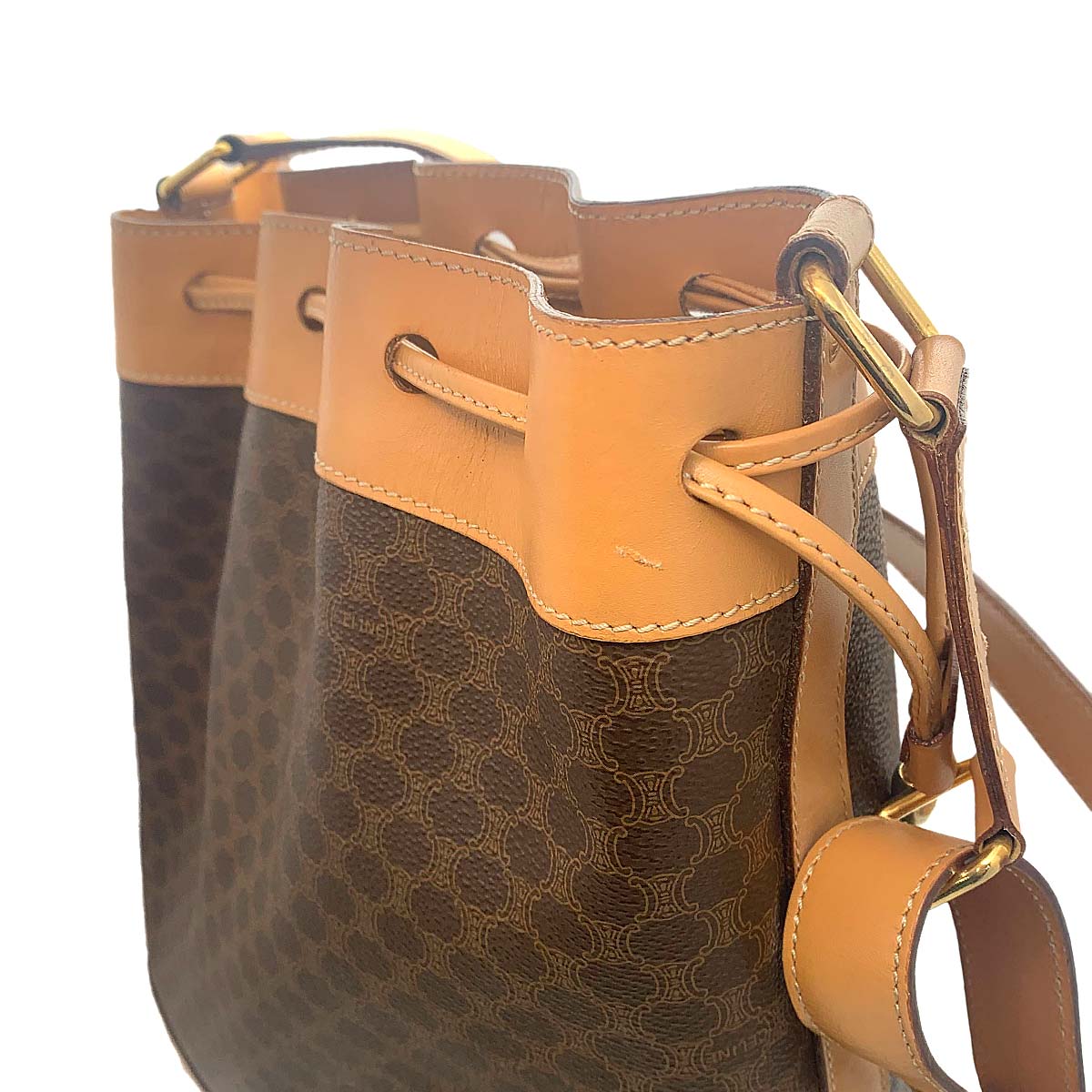 Macadam Shoulder Bag Leather PVC Brown Vintage Purse