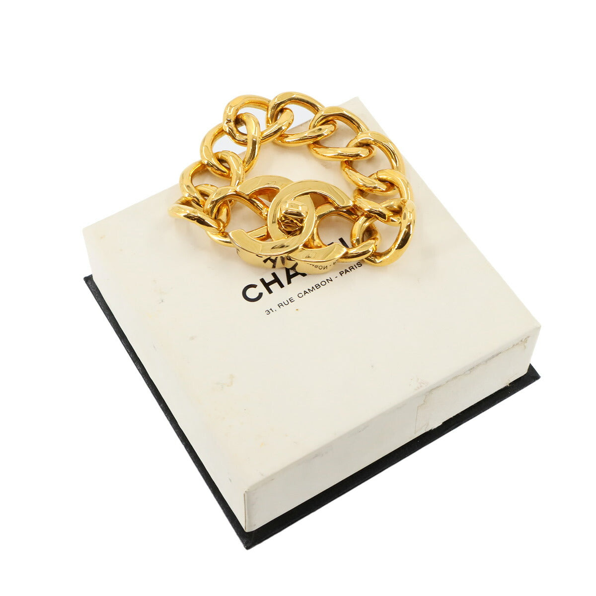 Coco Logos Chain Bracelet Gold 96P Vintage Accessory