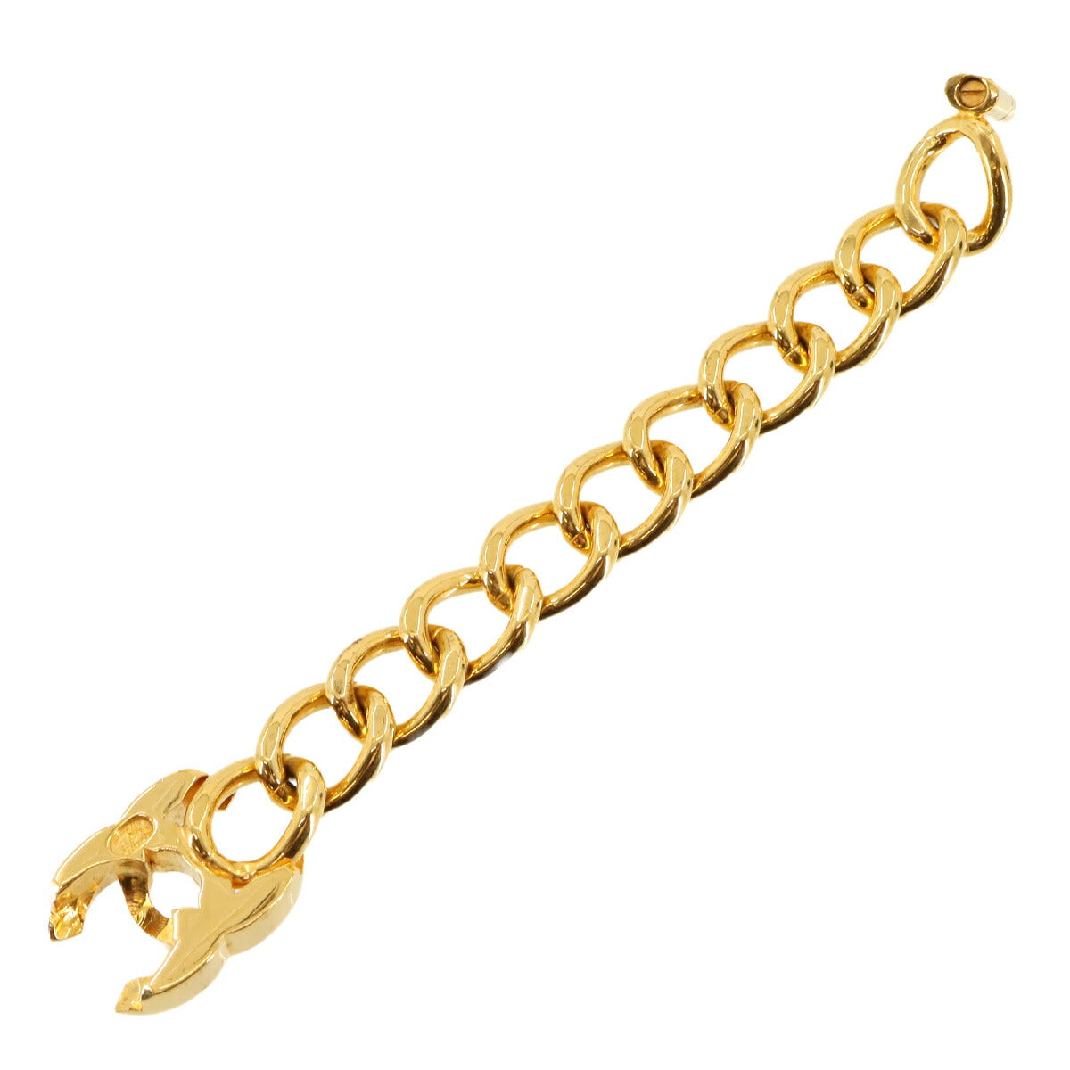 Coco Logos Chain Bracelet Gold 96P Vintage Accessory
