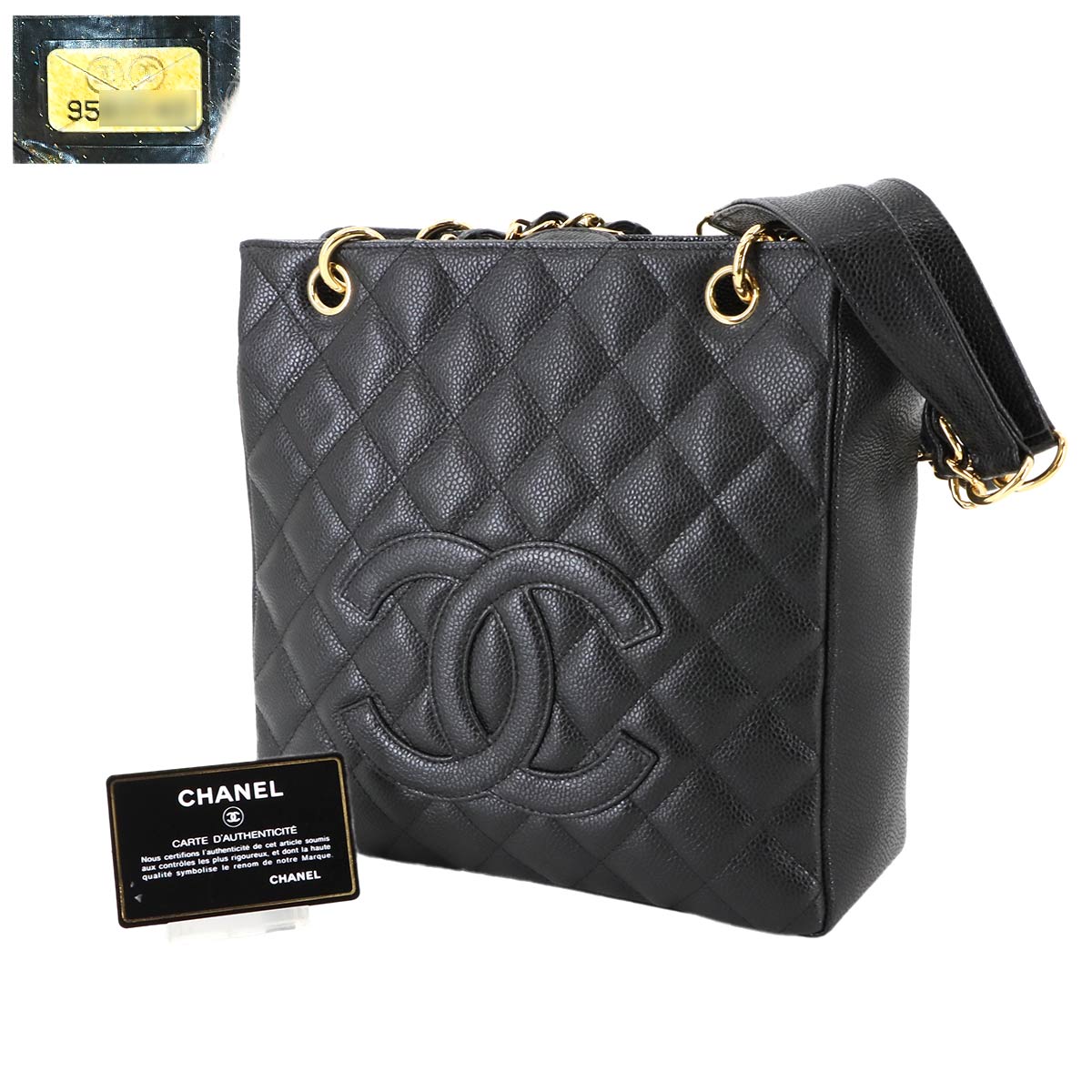 Matelasse PST Chain Tote Bag Leather Black A20994