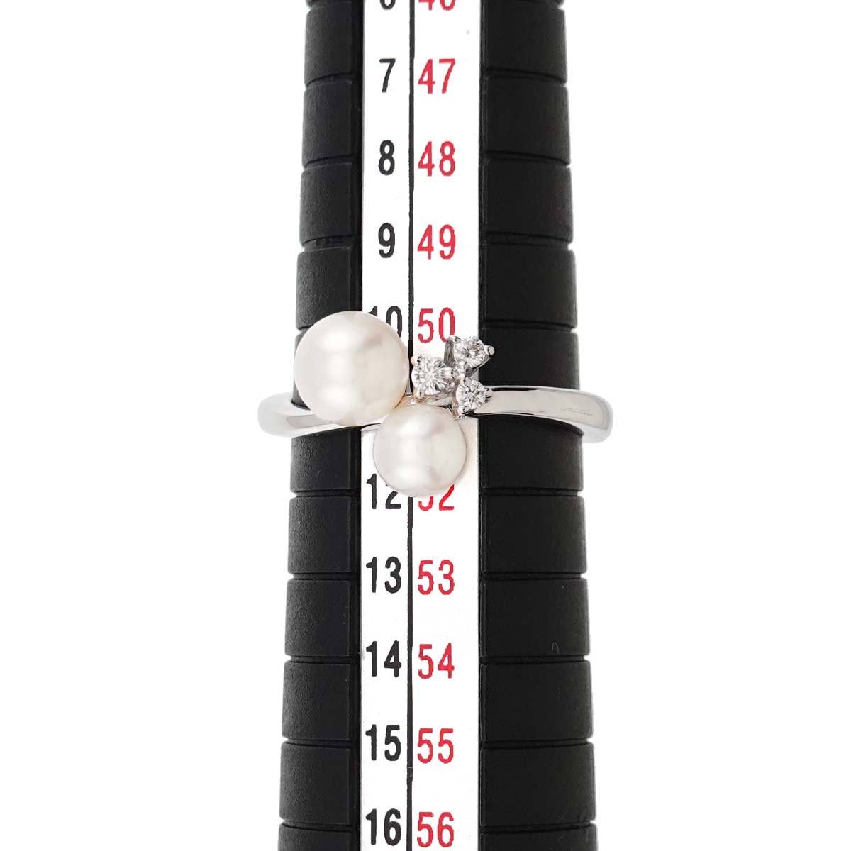 TASAKI Akoya Pearl 6.1-4.9mm Diamond 0.05ct Ring 18K WG 750 5.5-5.75US