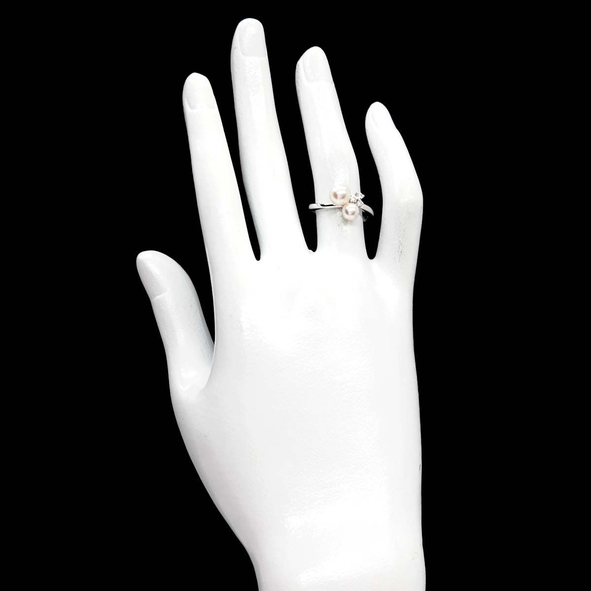 TASAKI Akoya Pearl 6.1-4.9mm Diamond 0.05ct Ring 18K WG 750 5.5-5.75US