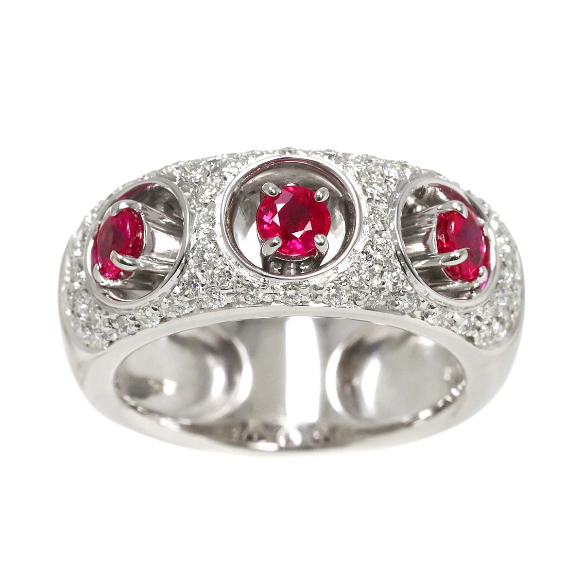 DAMIANI Ruby Diamond Ring 18K WG 750 Size6.75(US)