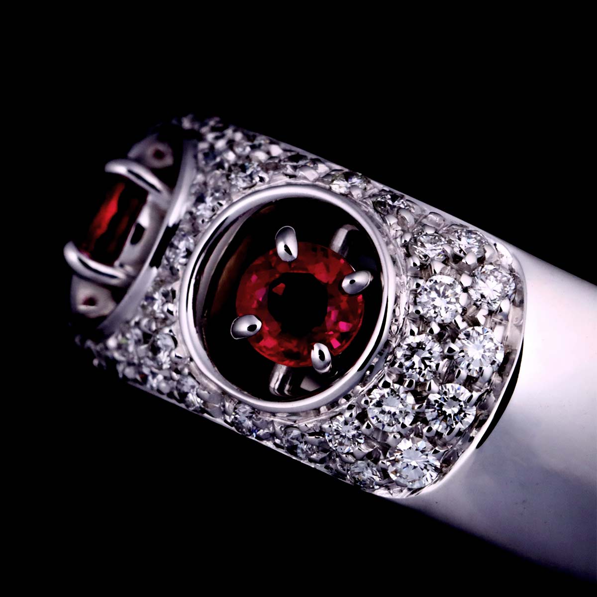 DAMIANI Ruby Diamond Ring 18K WG 750 Size6.75(US)