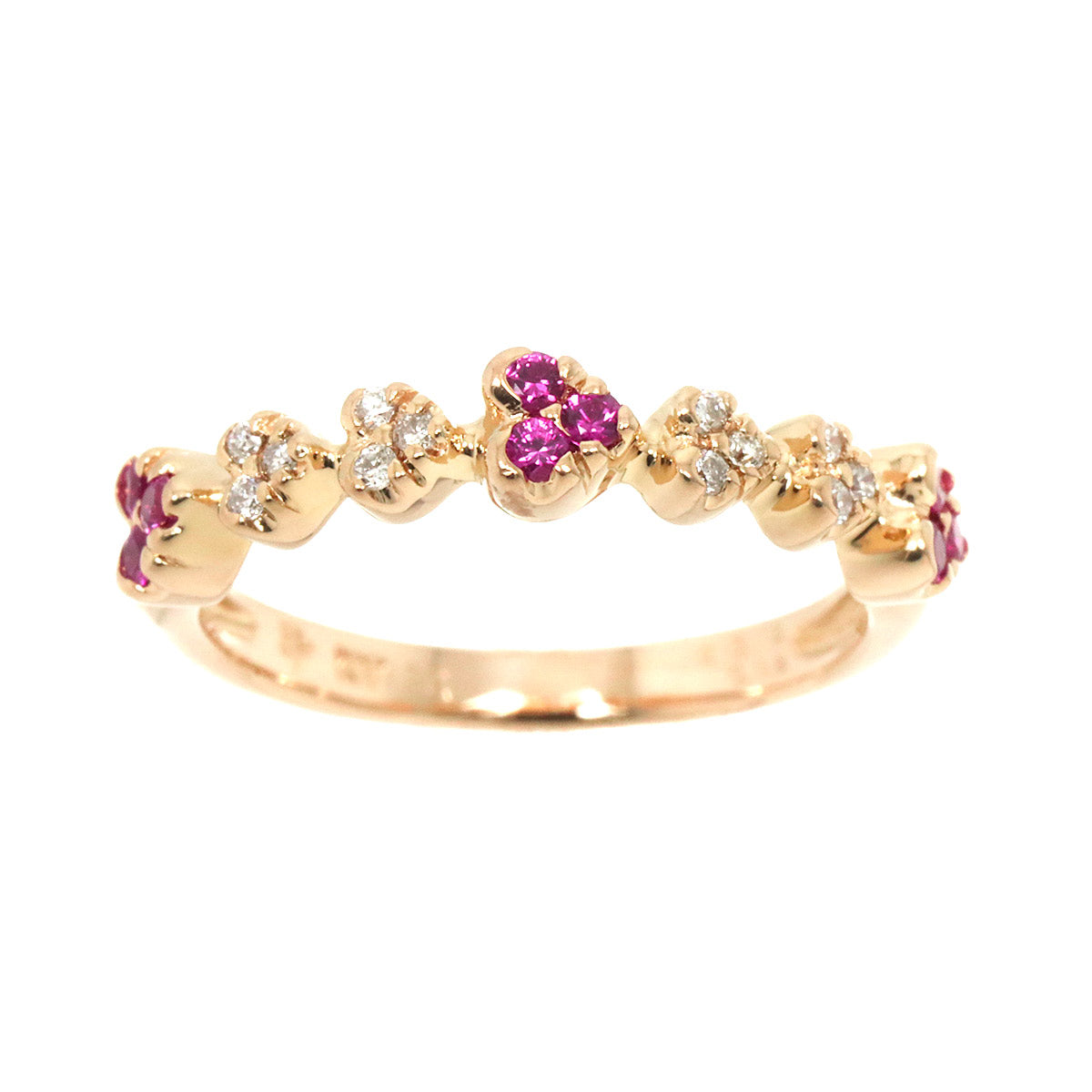 Ponte Vecchio Ruby 0.13ct Diamond 0.06ct Ring 18K PG 750 size4.5(US)