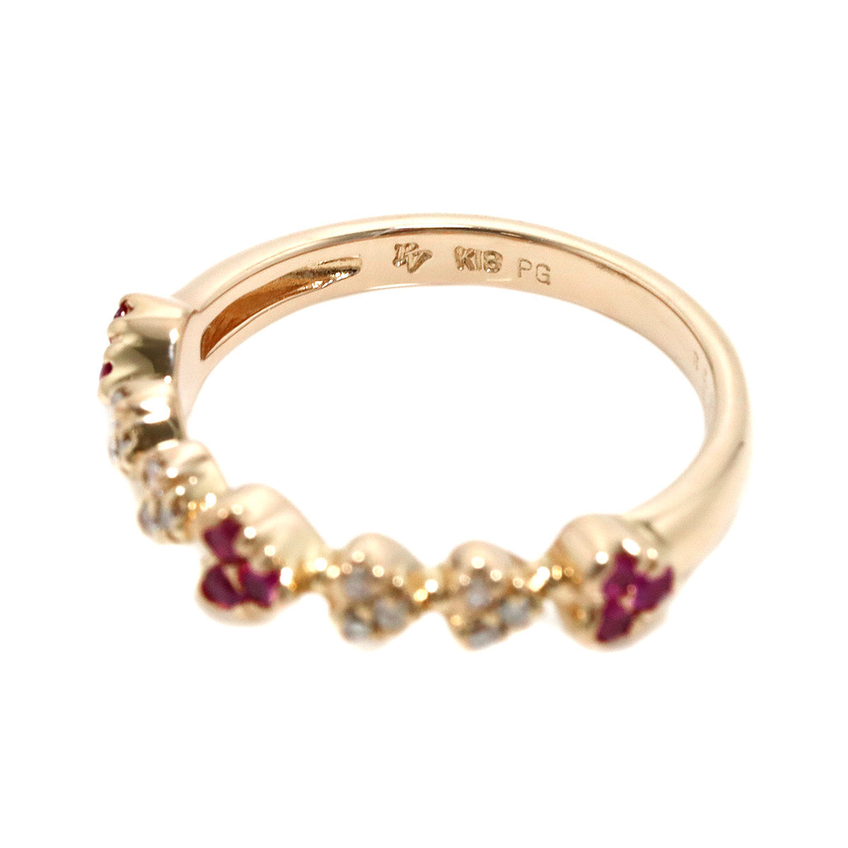 Ponte Vecchio Ruby 0.13ct Diamond 0.06ct Ring 18K PG 750 size4.5(US)
