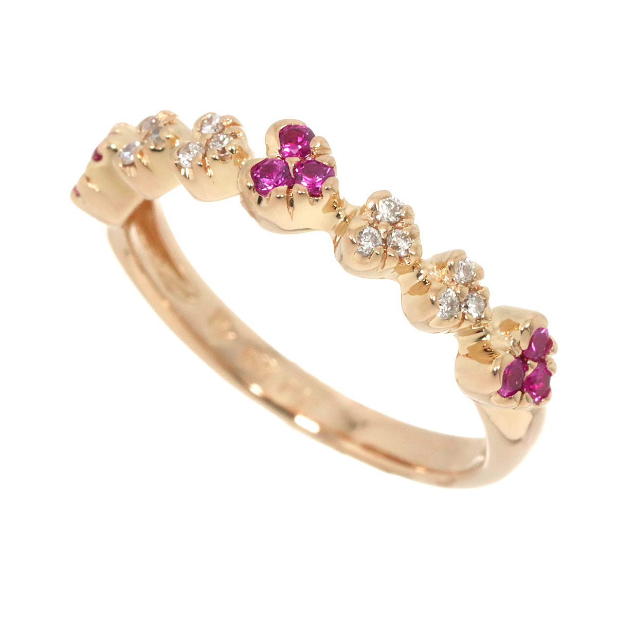 Ponte Vecchio Ruby 0.13ct Diamond 0.06ct Ring 18K PG 750 size4.5(US)