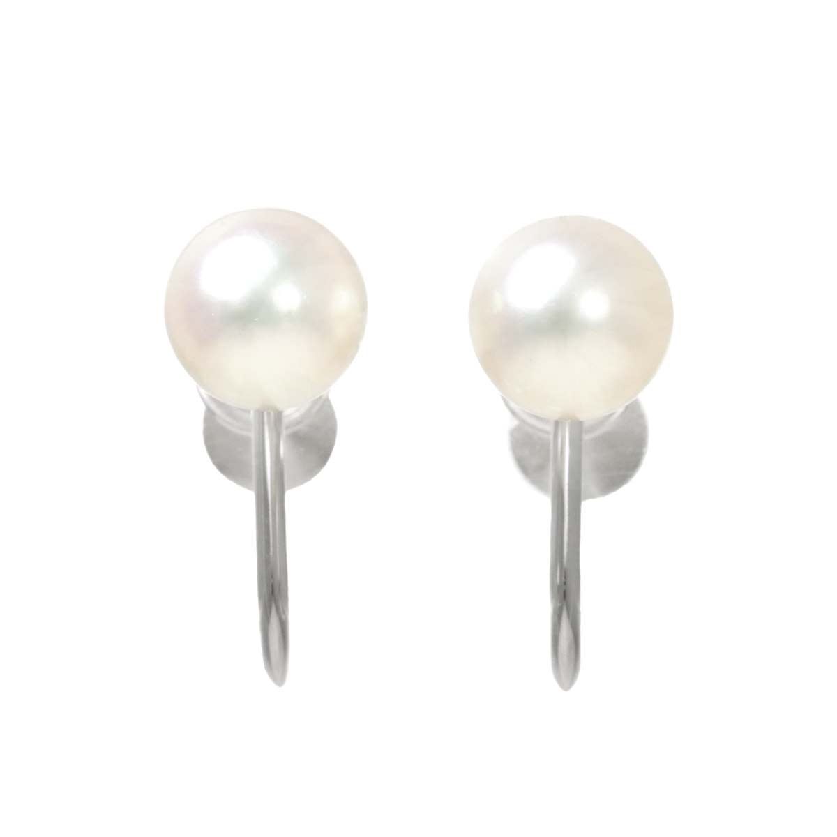 MIKIMOTO Akoya Pearl 6.9mm Earrings 14K White Gold 585
