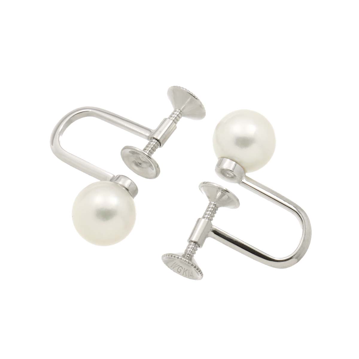 MIKIMOTO Akoya Pearl 6.9mm Earrings 14K White Gold 585