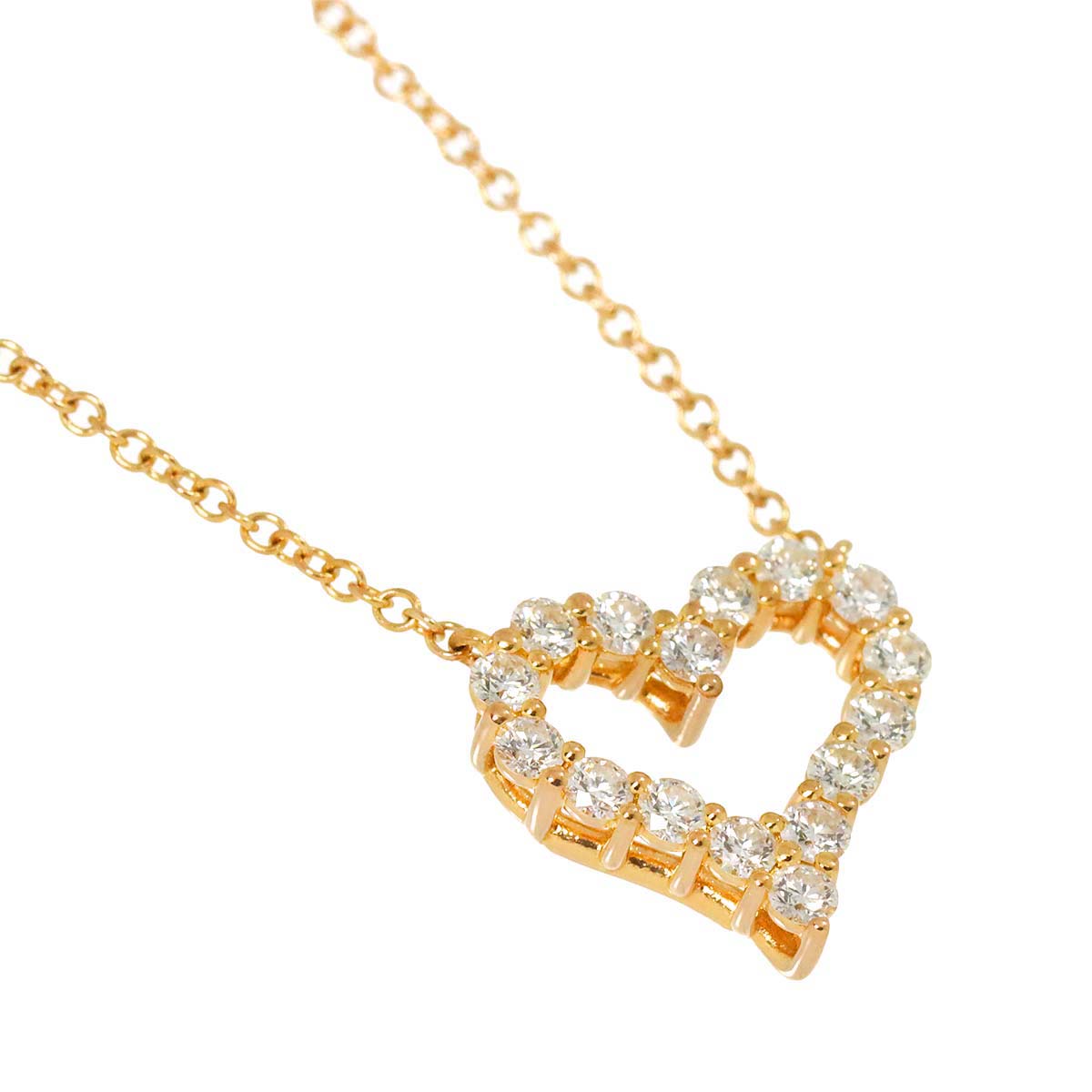 Diamond Heart Necklace 18K PG 750