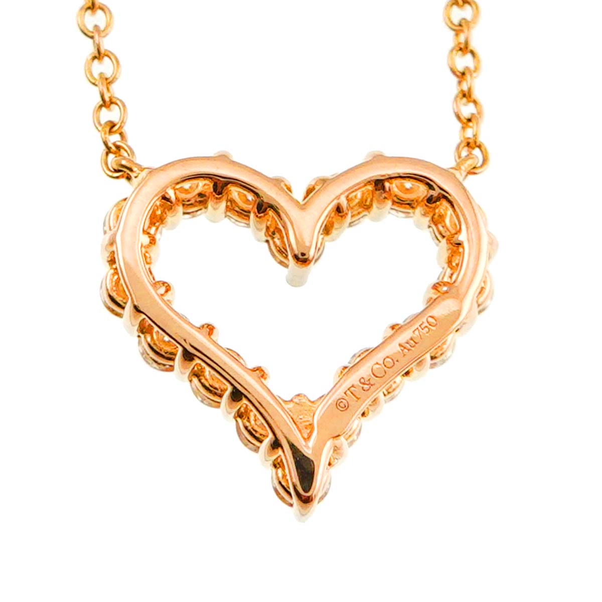 Diamond Heart Necklace 18K PG 750