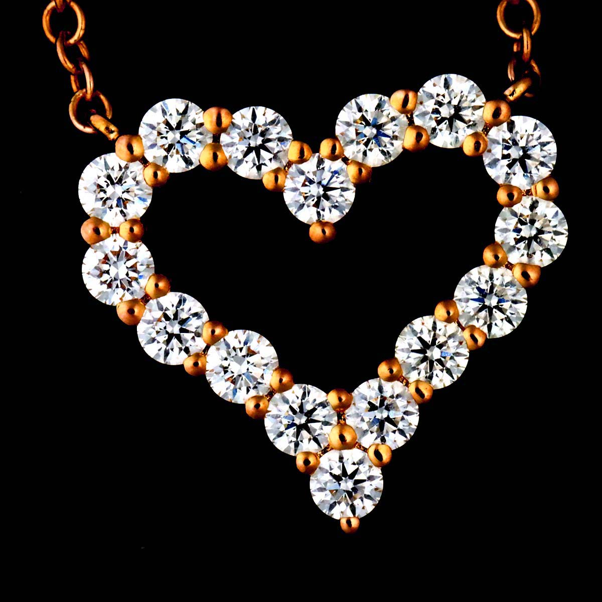 Diamond Heart Necklace 18K PG 750