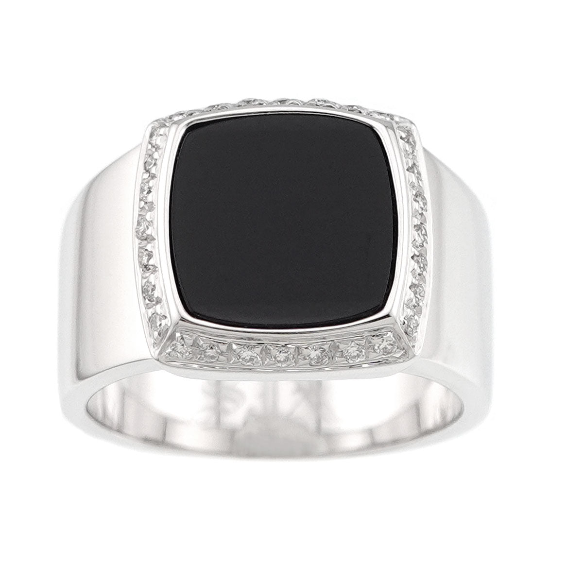 SJX Onyx Diamond 0.15ct Ring 18K White Gold 750 size7.25-7.5(US)