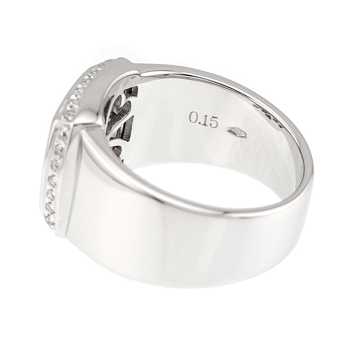 SJX Onyx Diamond 0.15ct Ring 18K White Gold 750 size7.25-7.5(US)