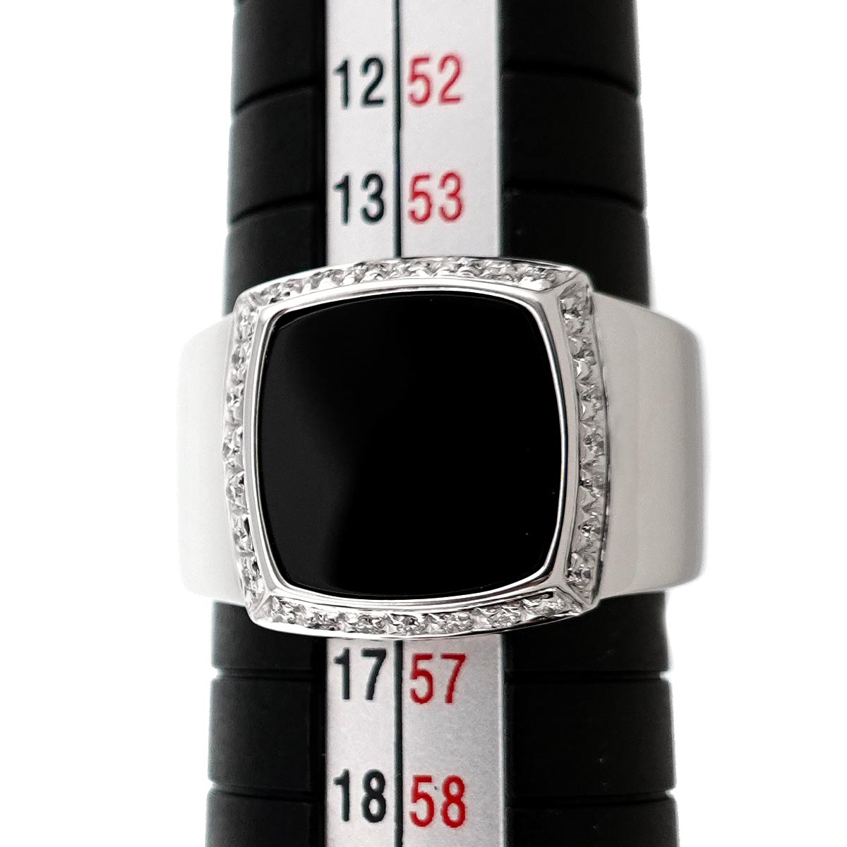 SJX Onyx Diamond 0.15ct Ring 18K White Gold 750 size7.25-7.5(US)