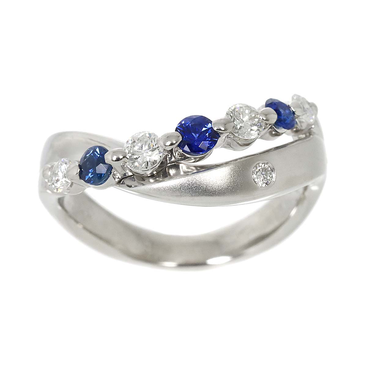 Sapphire 0.35ct Diamond 0.32ct Ring Pt Platinum size5.5-5.25(US)