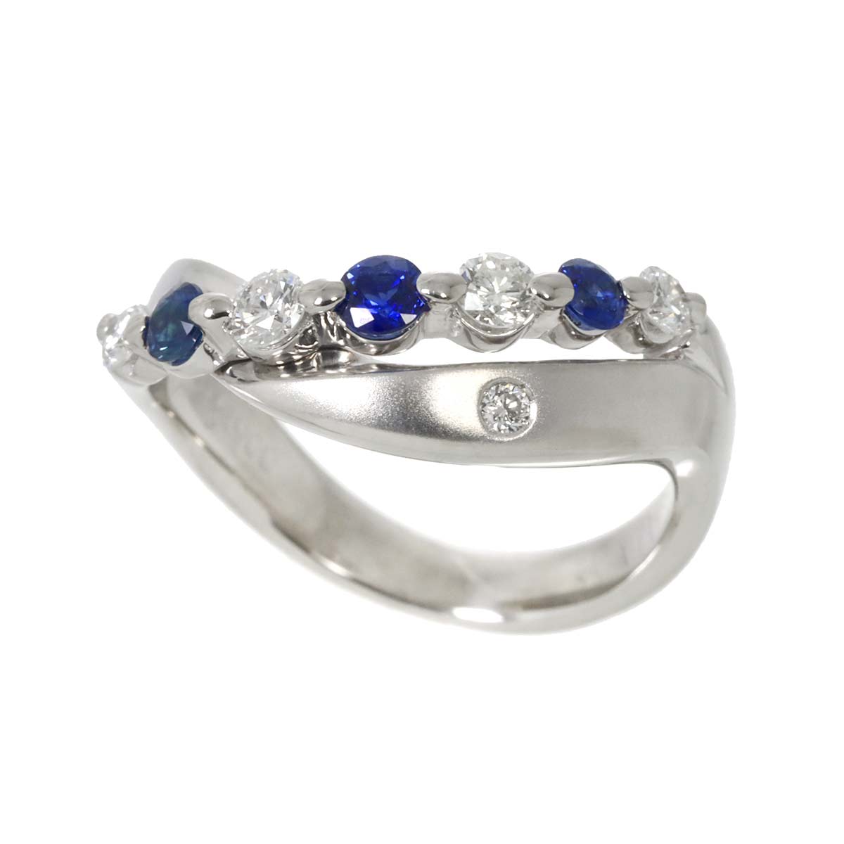 Sapphire 0.35ct Diamond 0.32ct Ring Pt Platinum size5.5-5.25(US)