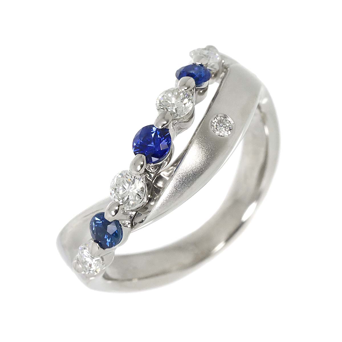 Sapphire 0.35ct Diamond 0.32ct Ring Pt Platinum size5.5-5.25(US)