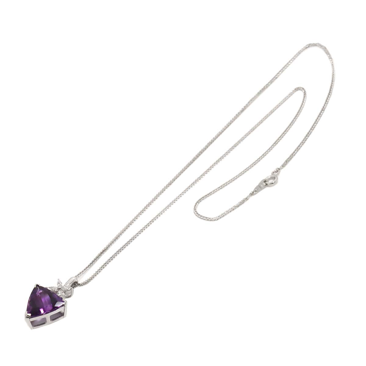 Amethyst 5.53ct Diamond 0.30ct Necklace 18K WG White Gold 750