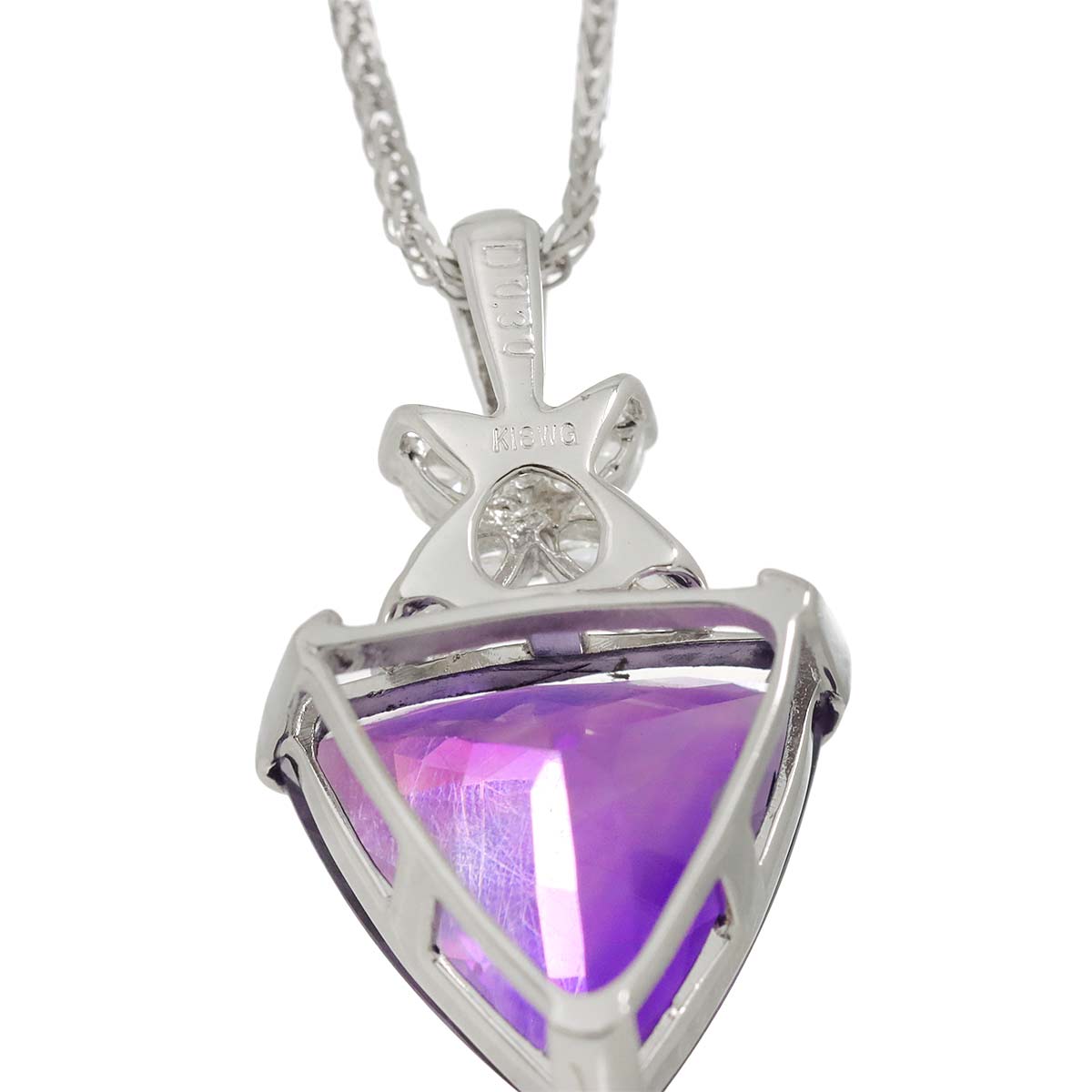 Amethyst 5.53ct Diamond 0.30ct Necklace 18K WG White Gold 750