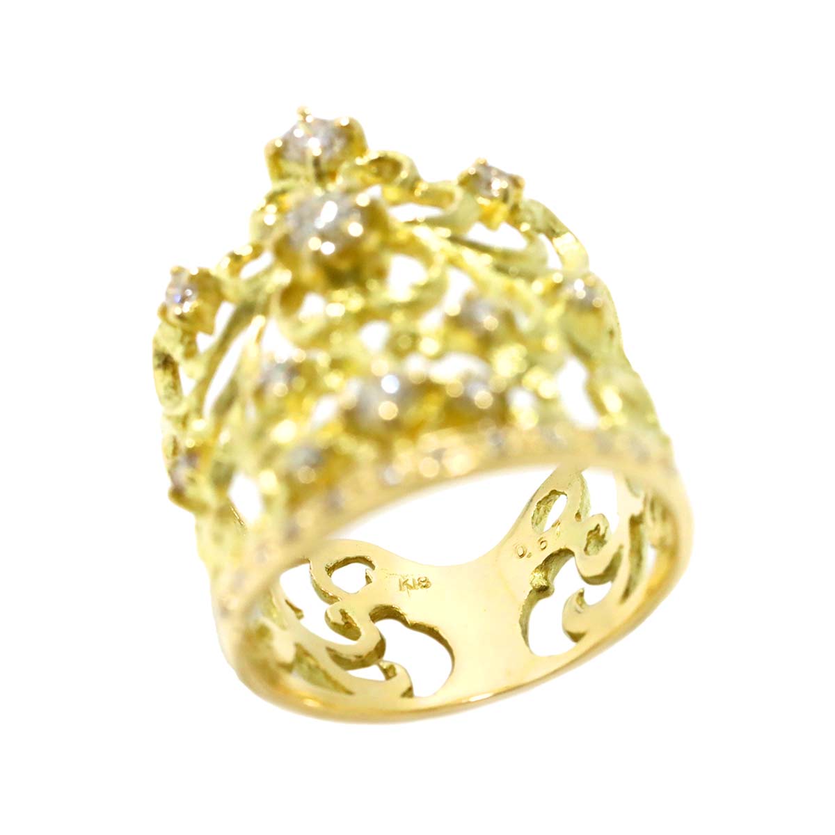 Diamond 0.67ct Ring 18K K18 YG Yellow Gold 750 size7.25(US)