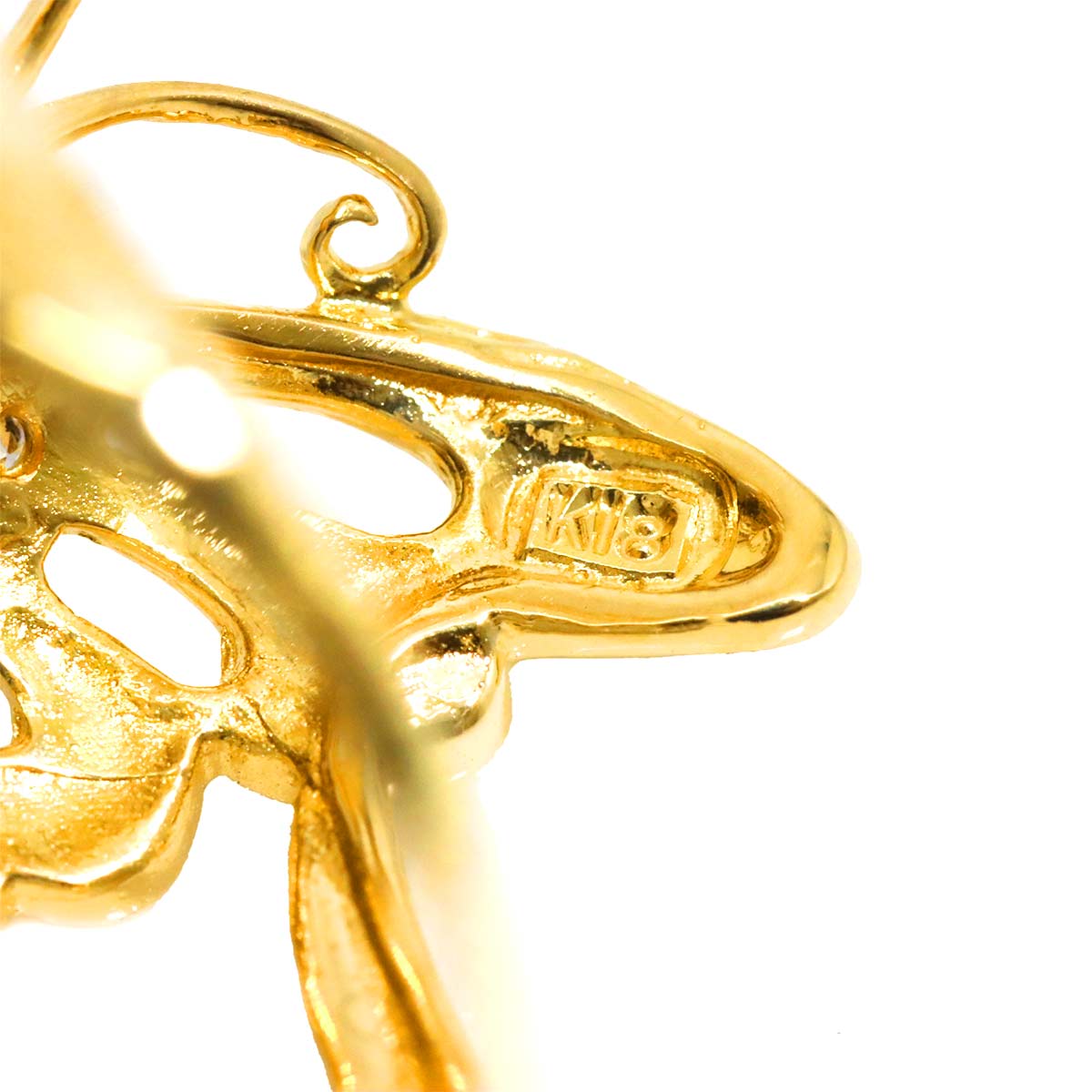 Emerald 0.18ct Diamond 0.08ct Ring 18K YG 750 size6.25-6.5((US)