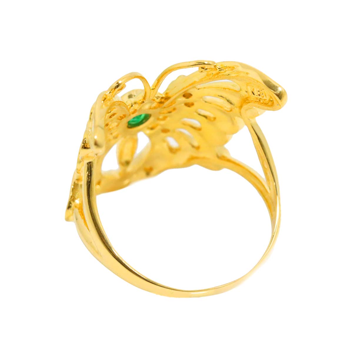 Emerald 0.18ct Diamond 0.08ct Ring 18K YG 750 size6.25-6.5((US)