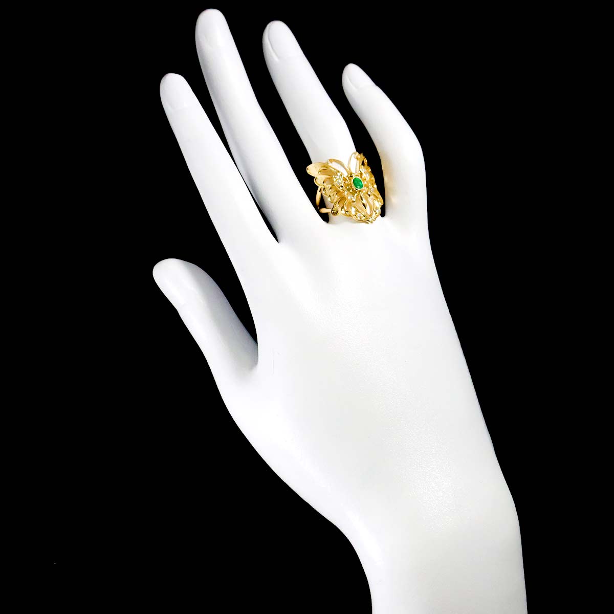 Emerald 0.18ct Diamond 0.08ct Ring 18K YG 750 size6.25-6.5((US)