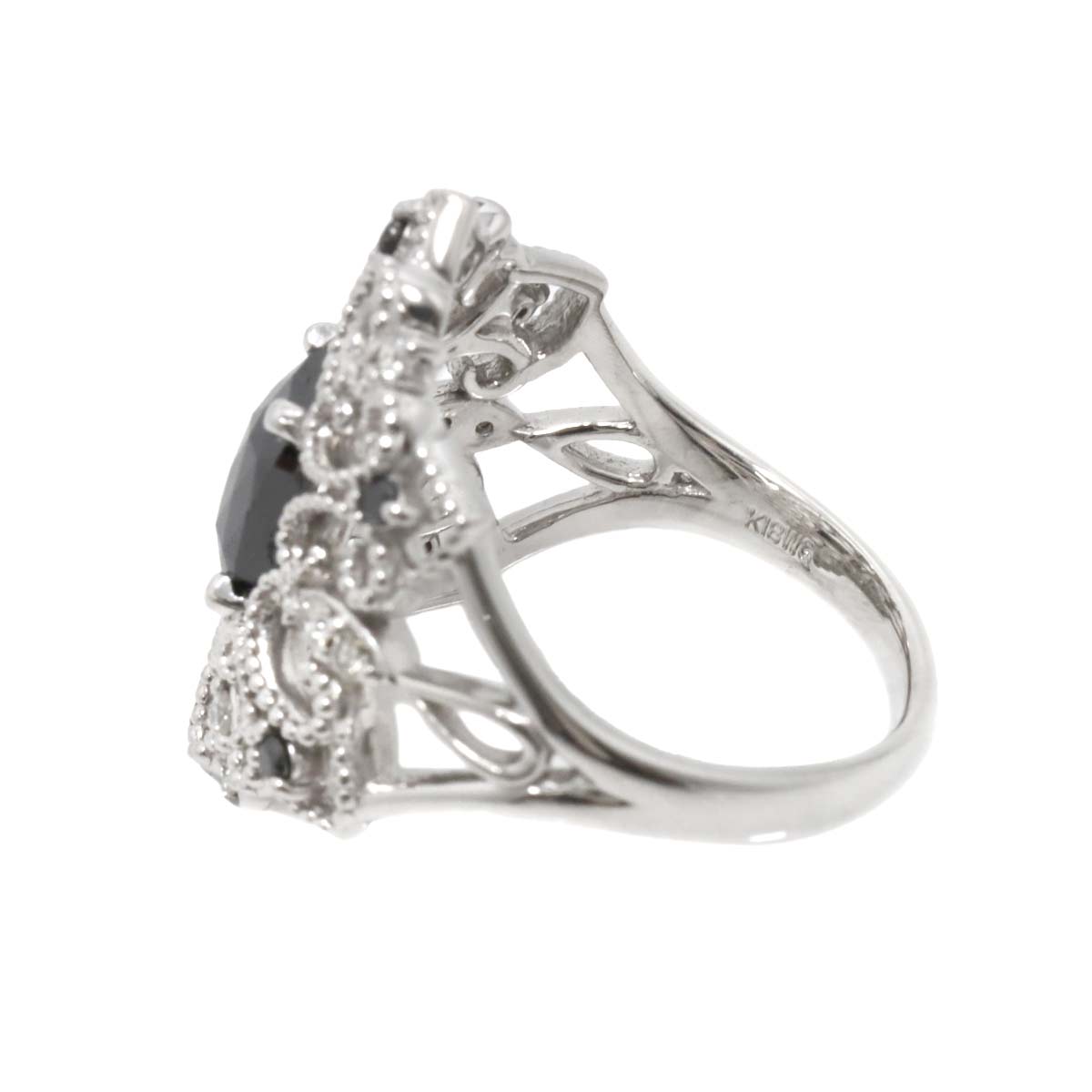 Black Diamond 1.41ct Diamond 0.25ct Ring 18K K18 WG 750 size6(US)